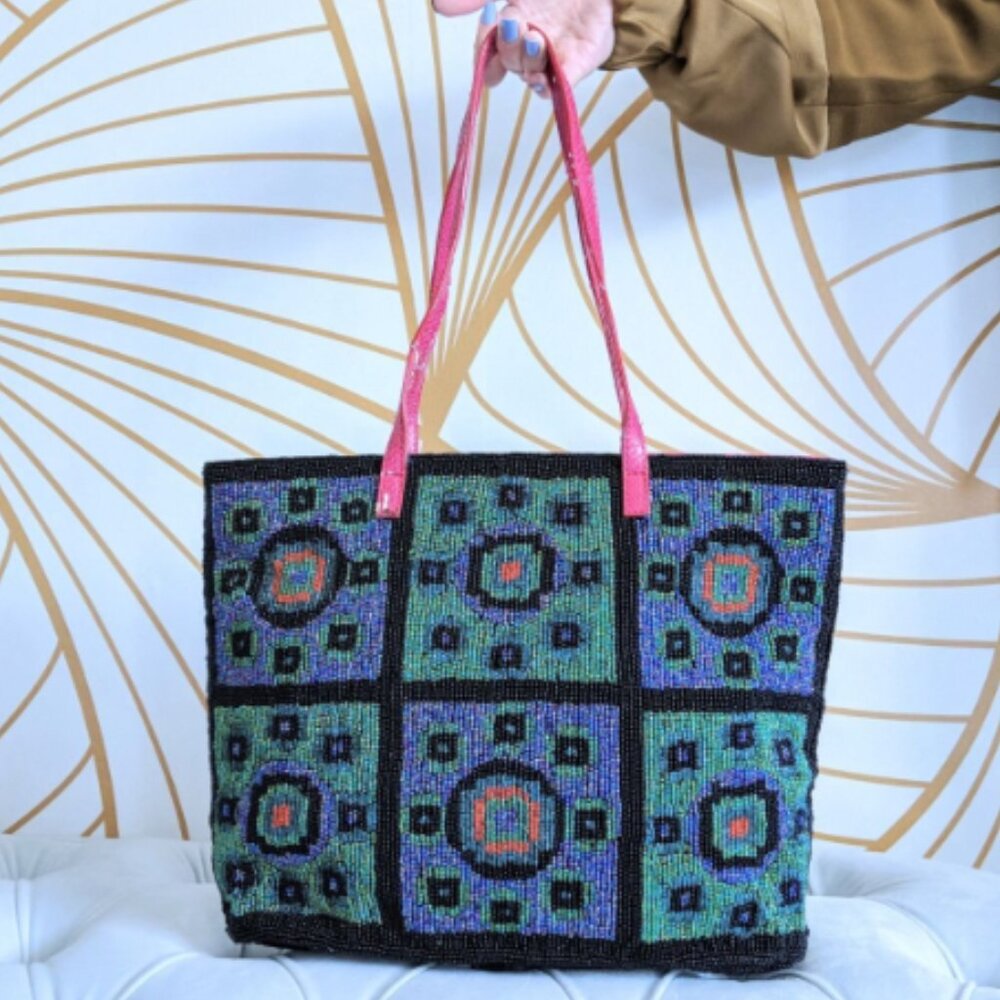 Fendi glass beaded tote 1970's vintage